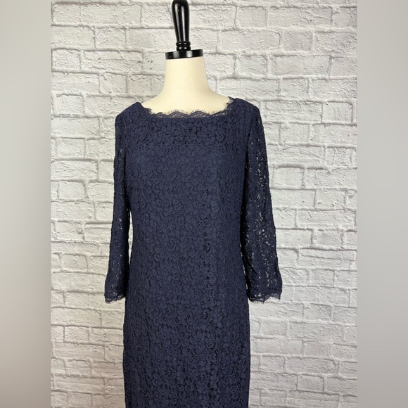 Adrianna Papell Straight-Across Neck Lace Evening Dress size 14 - Picture 5 of 9